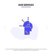 Our Services User Man Mind Programming Art Solid Glyph Icon Web card Template vector