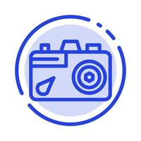 Camera Education Image Picture Blue Dotted Line Line Icon vector