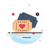 Ticket Love Heart Wedding Abstract Flat Color Icon Template vector