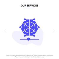 Our Services Machine Learning Language Data Solid Glyph Icon Web card Template vector