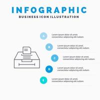 Data Archive Business Information Line icon with 5 steps presentation infographics Background vector