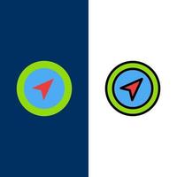 Location Map Pointer Pin  Icons Flat and Line Filled Icon Set Vector Blue Background