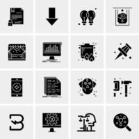 16 iconos de negocios universales vector ilustración de icono creativo para usar en proyectos relacionados con la web y dispositivos móviles