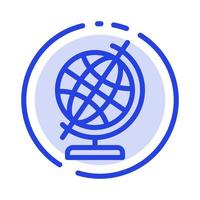 Education Geography Globe Blue Dotted Line Line Icon vector