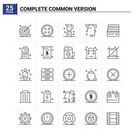 25 conjunto de iconos de versión común completa fondo vectorial vector