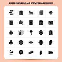 Solid 25 Office Essentials and Operational Exellence Icon set Vector Glyph Style Design Black Icons Set Web and Mobile Business ideas design Vector Illustration