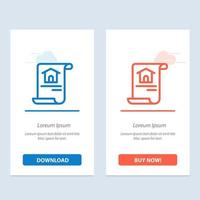Construction Document Home Building  Blue and Red Download and Buy Now web Widget Card Template vector