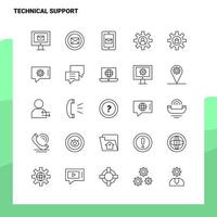 conjunto de iconos de línea de soporte técnico conjunto 25 iconos diseño de estilo minimalista vectorial conjunto de iconos negros paquete de pictogramas lineales vector