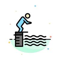 Diving Jump Platform Pool Sport Abstract Flat Color Icon Template vector