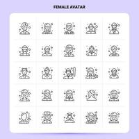 OutLine 25 Female Avatar Icon set Vector Line Style Design Black Icons Set Linear pictogram pack Web and Mobile Business ideas design Vector Illustration