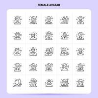 OutLine 25 Female Avatar Icon set Vector Line Style Design Black Icons Set Linear pictogram pack Web and Mobile Business ideas design Vector Illustration