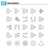 25 Multimedia icon set vector background