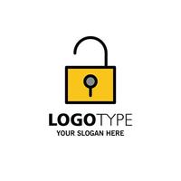 Lock Unlocked User Interface Business Logo Template Flat Color vector