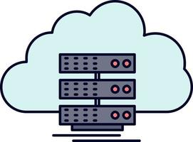 cloud storage computing data flow Flat Color Icon Vector