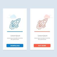 Startup Business Goal Launch Mission Spaceship  Blue and Red Download and Buy Now web Widget Card Template vector