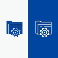 Folder Setting Gear Computing Line and Glyph Solid icon Blue banner vector