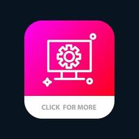 Computer Hardware Setting Gear Mobile App Button Android and IOS Line Version vector