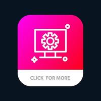 Computer Hardware Setting Gear Mobile App Button Android and IOS Line Version vector