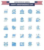 25 iconos creativos de estados unidos signos de independencia modernos y símbolos del 4 de julio de capitol video mail play usa elementos de diseño de vector de día de estados unidos editables