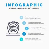 Timer Stopwatch Watch Line icon with 5 steps presentation infographics Background vector