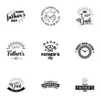 Happy fathers day 9 Black vintage retro type font Illustrator eps10 Editable Vector Design Elements