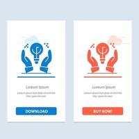 Protected Ideas Business Idea Hand  Blue and Red Download and Buy Now web Widget Card Template vector