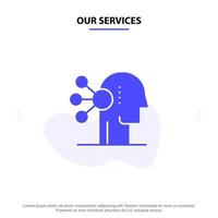 Our Services Abilities Assortment Concentration Human Solid Glyph Icon Web card Template vector