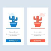 Cactus Nature Pot Spring  Blue and Red Download and Buy Now web Widget Card Template vector