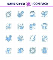 16 Blue Set of corona virus epidemic icons such as virus genomic covid genetics laboratory viral coronavirus 2019nov disease Vector Design Elements