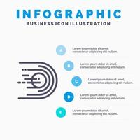 Asteroid Comet Flight Light Space Line icon with 5 steps presentation infographics Background vector