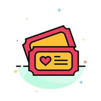 Ticket Love Heart Wedding Abstract Flat Color Icon Template vector