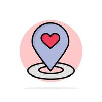 Location Map Location Finder Pin Heart Abstract Circle Background Flat color Icon vector