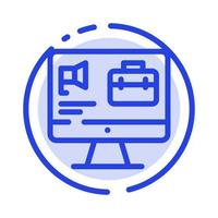 Computer Bag Speaker Job Blue Dotted Line Line Icon vector