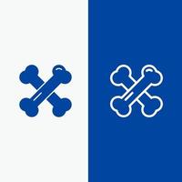 Bone Health Calcium Healthy Bones Rheumatism Line and Glyph Solid icon Blue banner Line and Glyph Solid icon Blue banner vector