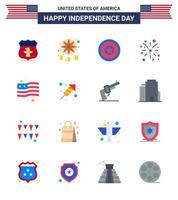 16 señales planas para la bandera del día de la independencia de estados unidos vacaciones de estados unidos fuegos artificiales estadounidenses elementos de diseño vectorial del día de estados unidos editables vector