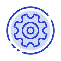 Cogs Gear Setting Wheel Blue Dotted Line Line Icon vector