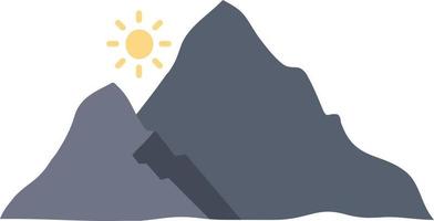 mountain landscape hill nature sun Flat Color Icon Vector