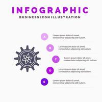 Experiment Gear Setting Lab Solid Icon Infographics 5 Steps Presentation Background vector