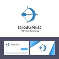 Creative Business Card and Logo template Aim Archery Arrow Bow Shoot Vector Illustration