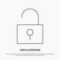 Lock Unlocked User Interface Line Icon Vector