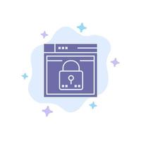 Login Secure Web Layout Password Lock Blue Icon on Abstract Cloud Background vector