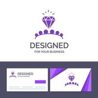 tarjeta de visita creativa y plantilla de logotipo diamante amor corazón boda vector ilustración