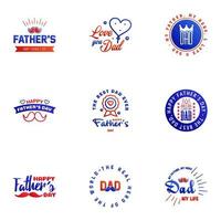 Happy Fathers Day vector hand lettering 9 Blue and red Calligraphy illustration for greeting card festival poster etc Editable Vector Design Elements