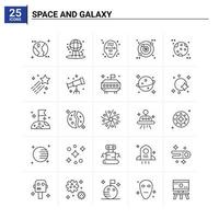25 iconos de espacio y galaxia establecen fondo vectorial vector