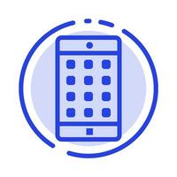 Application Mobile Mobile Application Password Blue Dotted Line Line Icon vector