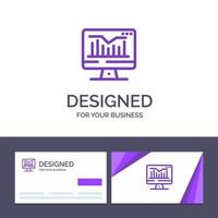 Creative Business Card and Logo template Computer Static Graph Monitor Vector Illustration