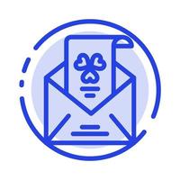 correos electrónicos sobre saludo invitación línea punteada azul icono de línea vector