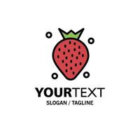 Strawberry Food Fruit Berry Business Logo Template Flat Color vector