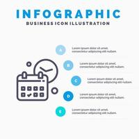 Calendar Date Day Time Job Line icon with 5 steps presentation infographics Background vector