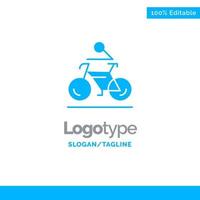 Activity Bicycle Bike Biking Cycling Blue Solid Logo Template Place for Tagline vector